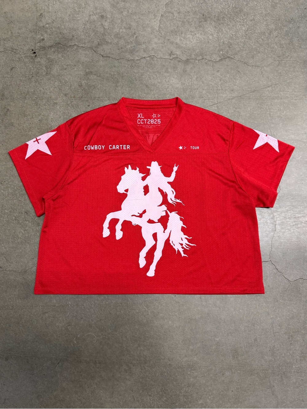 2025 Beyonce Cowboy Carter Tour Merch Football Cropped Jersey Women’s XL Red